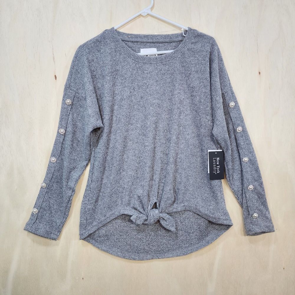 Gray New York Laundry Women  top w/ front tie, size M